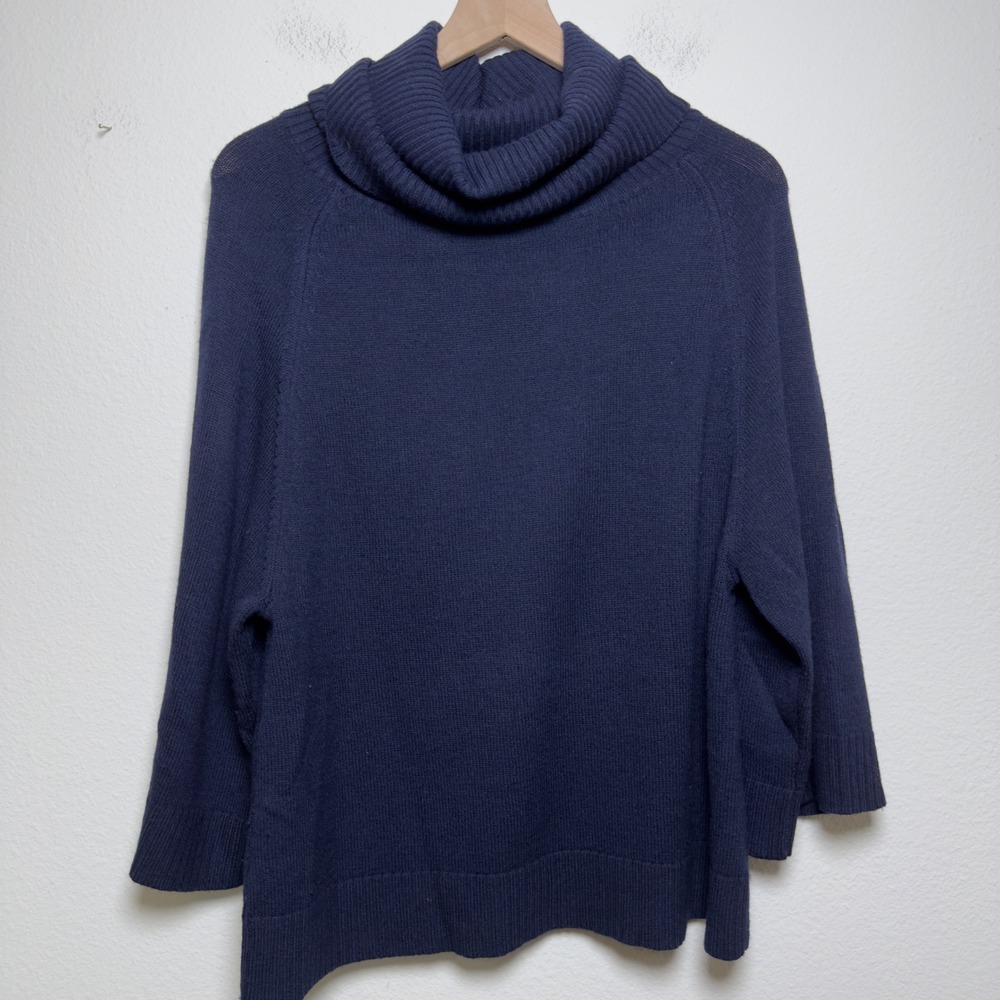 Theory Women Wool Juliet O Noble Sweater S Navy Cowl Neck Raglan ASO